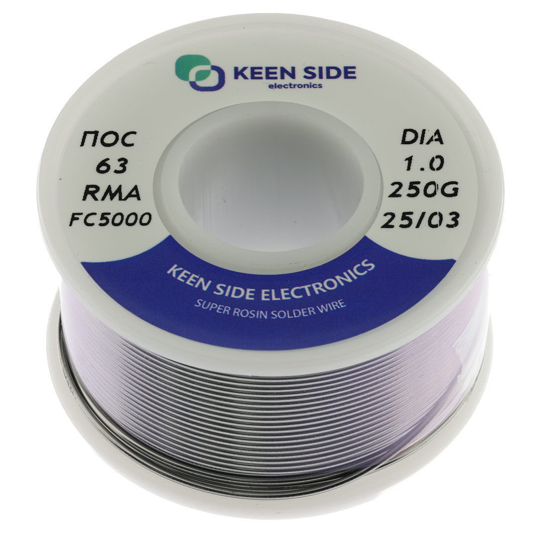 Припой Sn63/Pb37-d1.0-250g flux RMA KS5000 ПОС 63